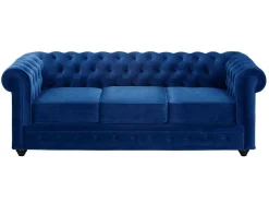Driezitsbank Chesterfield - Fluweel - Koningsblauw