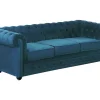 Driezitsbank Chesterfield Fluweel - Eend Blauw