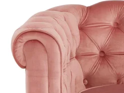 Driezitsbank Chesterfield - Fluweel - Pastel Roze
