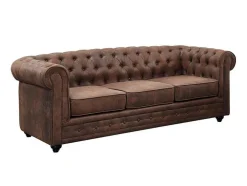 Driezitsbank Chesterfield Van Microvezel Met Vintage Look