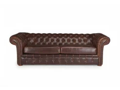 Driezitsbank Chesterfield Clotaire Van 100% Leer Met Lived-In Aspect