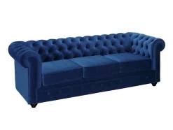 Driezitsbank Chesterfield - Fluweel - Koningsblauw