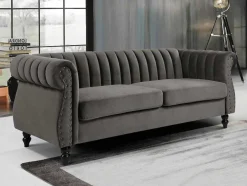 Driezitsbank Chesterfield Van Fluweel Trumbo - Antraciet