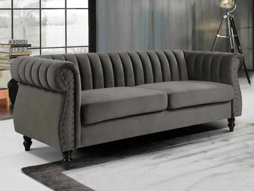 Driezitsbank Chesterfield Van Fluweel Trumbo - Antraciet