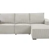 Driezitsbank En Elektrische Relaxfauteuil In Beige Ribfluweel Amelio