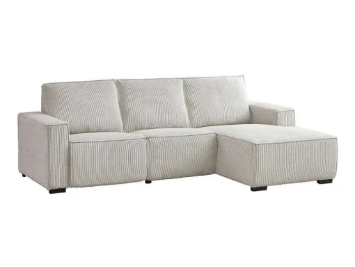 Driezitsbank En Elektrische Relaxfauteuil In Beige Ribfluweel Amelio
