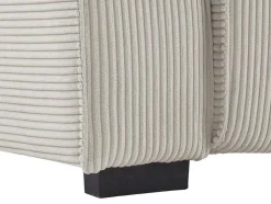 Driezitsbank En Elektrische Relaxfauteuil In Beige Ribfluweel Amelio