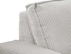 Driezitsbank En Elektrische Relaxfauteuil In Beige Ribfluweel Amelio