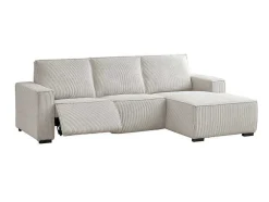 Driezitsbank En Elektrische Relaxfauteuil In Beige Ribfluweel Amelio
