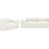 Driezitsbank En Fauteuil Van Witte Bouclestof Pogni Van Maison Cephy