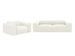Driezitsbank En Fauteuil Van Witte Bouclestof Pogni Van Maison Cephy