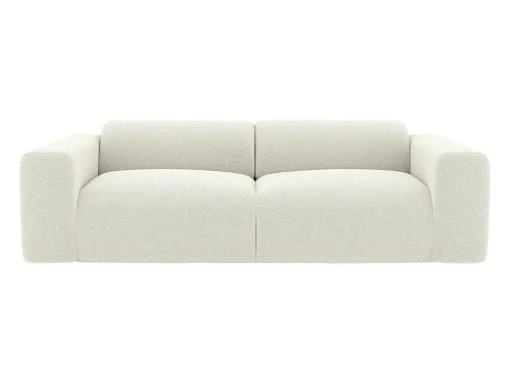 Driezitsbank En Fauteuil Van Witte Bouclestof Pogni Van Maison Cephy
