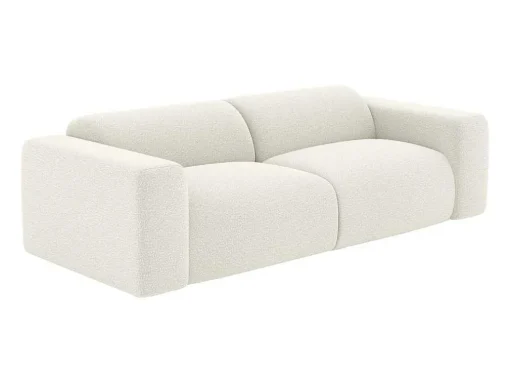 Driezitsbank En Fauteuil Van Witte Bouclestof Pogni Van Maison Cephy