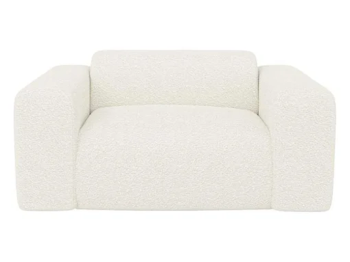 Driezitsbank En Fauteuil Van Witte Bouclestof Pogni Van Maison Cephy
