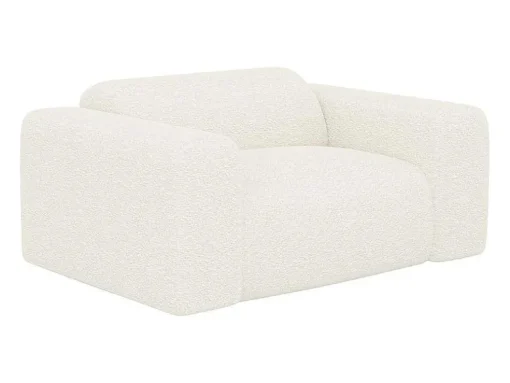 Driezitsbank En Fauteuil Van Witte Bouclestof Pogni Van Maison Cephy