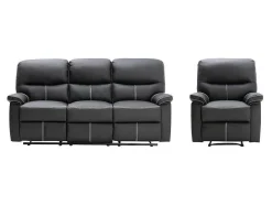 Driezitsbank En Relaxfauteuil Canby - Kunstleer - Zwart