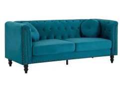 Driezitsbank Van Blauwgroen Velours Turner