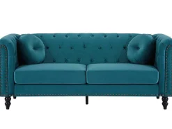 Driezitsbank Van Blauwgroen Velours Turner