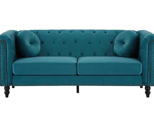 Driezitsbank Van Blauwgroen Velours Turner
