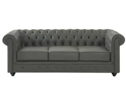 Driezitsbank Van Buffelleer Chesterfield - Grijs