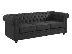 Driezitsbank Van Buffelleer Chesterfield - Zwart
