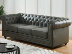 Driezitsbank Van Buffelleer Chesterfield - Grijs