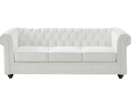 Driezitsbank Van Buffelleer Chesterfield - Wit
