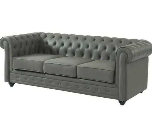 Driezitsbank Van Buffelleer Chesterfield - Grijs
