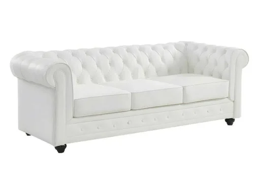 Driezitsbank Van Buffelleer Chesterfield - Wit
