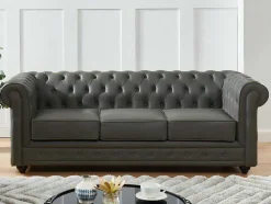 Driezitsbank Van Buffelleer Chesterfield - Grijs