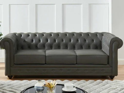 Driezitsbank Van Buffelleer Chesterfield - Grijs