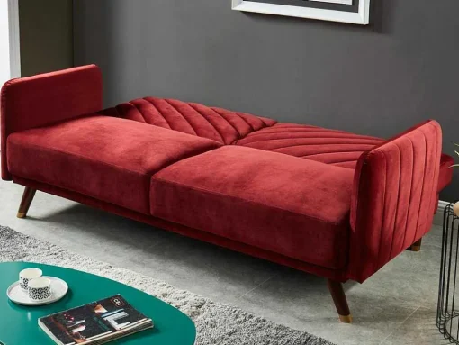 Driezitsbedbank Van Fluweel Joris - Rood
