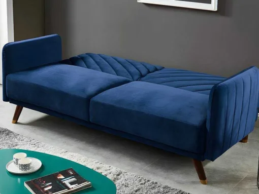 Driezitsbedbank Van Fluweel Joris - Blauw