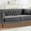 Driezits-Chesterfield-Bank Van Antracietkleurig Velours Arsene