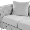 Driezits-Chesterfield-Bank Van Lichtgrijs Velours Edwina