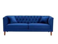 Driezits-Chesterfield-Bank Van Nachtblauw Velours Arsene