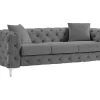 Driezits-Chesterfield-Bank Van Antracietgrijs Velours Edwina