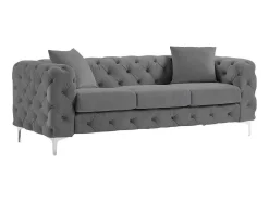 Driezits-Chesterfield-Bank Van Antracietgrijs Velours Edwina