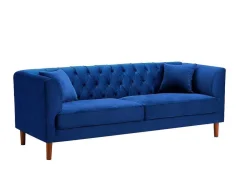 Driezits-Chesterfield-Bank Van Nachtblauw Velours Arsene