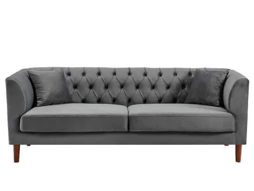 Driezits-Chesterfield-Bank Van Antracietkleurig Velours Arsene