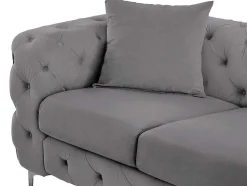 Driezits-Chesterfield-Bank Van Antracietgrijs Velours Edwina
