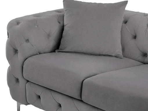 Driezits-Chesterfield-Bank Van Antracietgrijs Velours Edwina
