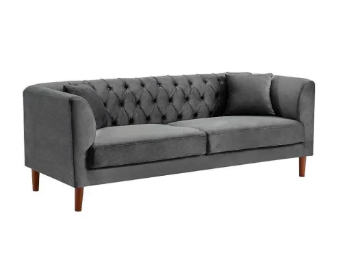 Driezits-Chesterfield-Bank Van Antracietkleurig Velours Arsene