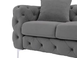 Driezits-Chesterfield-Bank Van Antracietgrijs Velours Edwina