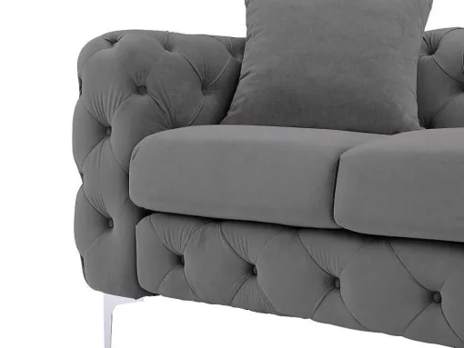 Driezits-Chesterfield-Bank Van Antracietgrijs Velours Edwina