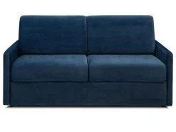 Driezits-Expressbedbank Van Fluweel Calife - Nachtblauw - Slaapruimte 140 Cm - Matras 14 Cm