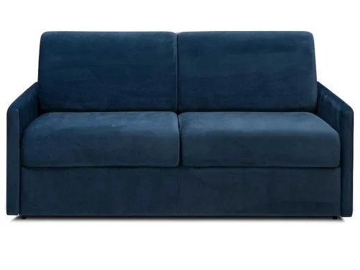 Driezits-Expressbedbank Van Fluweel Calife - Nachtblauw - Slaapruimte 140 Cm - Matras 14 Cm