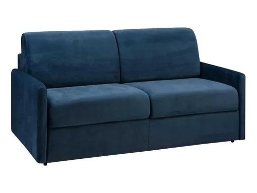 Driezits-Expressbedbank Van Fluweel Calife - Nachtblauw - Slaapruimte 140 Cm - Matras 14 Cm