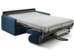Driezits-Expressbedbank Van Fluweel Calife - Nachtblauw - Slaapruimte 140 Cm - Matras 14 Cm