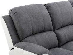 Driezits-Relaxbank Van Microvezel En Grijs En Wit Kunstleer Brody